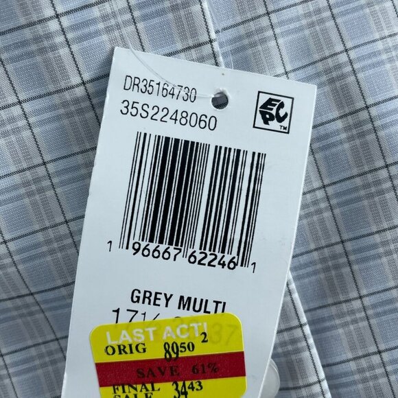 Michael Kors Mens Grey Multi Plaid Dress Shirt XL Regular Fit NWT 4270 - Picture 6 of 8
